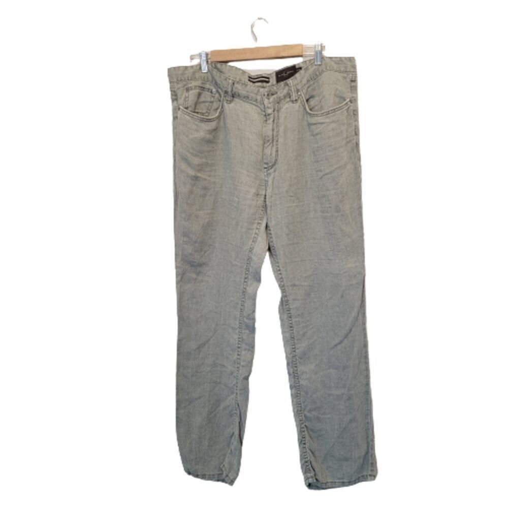 Grey Flat Front Linen Pants 38x32